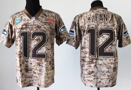 Men's Seattle Seahawks #12 Fan 2013 Nik USMC Camo Elite Jersey