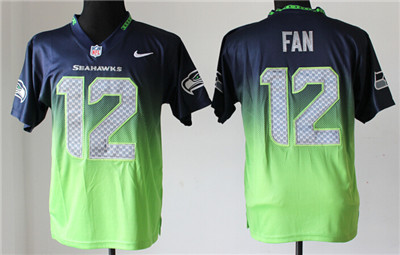 Men's Seattle Seahawks #12 Fan Nik Elite Drift Fashion II Jerseys