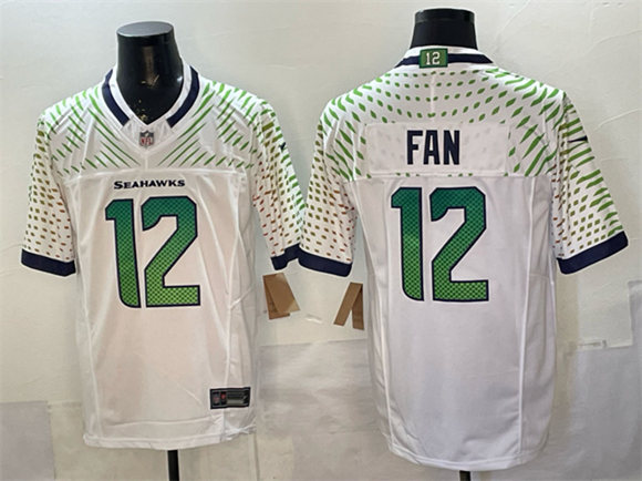 Men's Seattle Seahawks #12 Fan White 2025 F.U.S.E. a??Rivalriesa?? Vapor Untouchable Limited Football Stitched Jersey