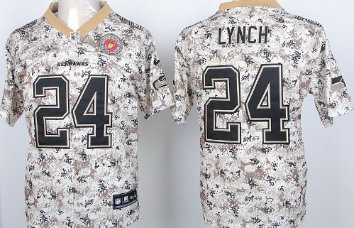 Men's Seattle Seahawks #24 Marshawn Lynch 2013 Nike USMC Camo Elite Jersey