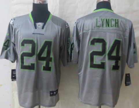 Men's Seattle Seahawks #24 Marshawn Lynch Lights Out Gray Nik Elite Jersey