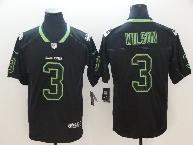 Men's Seattle Seahawks #3 Russell Wilson Nike Lights Out Black Limited Jersey