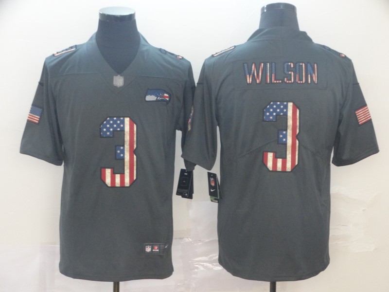 Men's Seattle Seahawks #3 Russell Wilson Nike USA Flag Retro Football Jersey