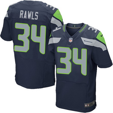 Men's Seattle Seahawks #34 Thomas Rawls Navy Blue Team Color NFL Nike Elite Jersey