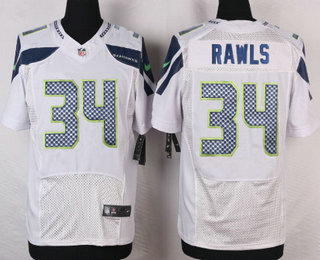 Men's Seattle Seahawks #34 Thomas Rawls White Road NFL Nike Elite Jersey