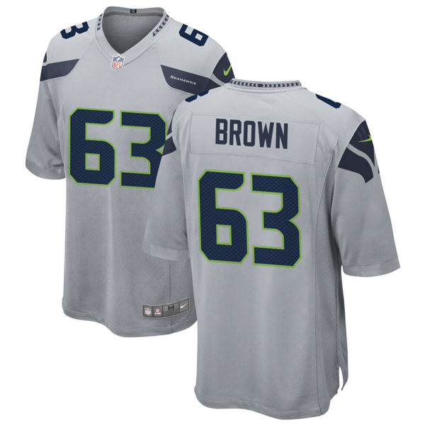 Men's Seattle Seahawks #63 Evan Brown Nike Gray Alternate Vapor Limited Jersey