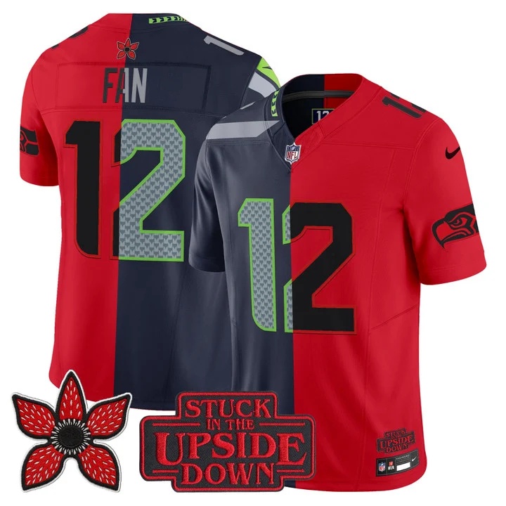 Men's Seattle Seahawks 'Upside Down Edition' Vapor Limited Jersey - All Stitched # 12th Fan
