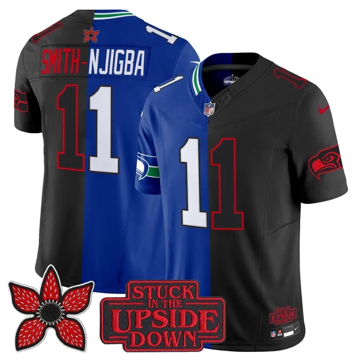 Men's Seattle Seahawks 'Upside Down Edition' Vapor Limited Jersey - All Stitched Smith-Njigba   11
