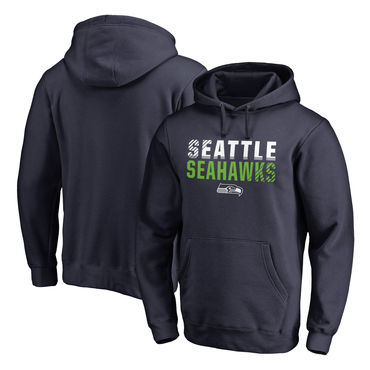 Men's Seattle Seahawks NFL Pro Line By Fanatics Branded College Navy Iconic Collection Fade Out Pullover Hoodie