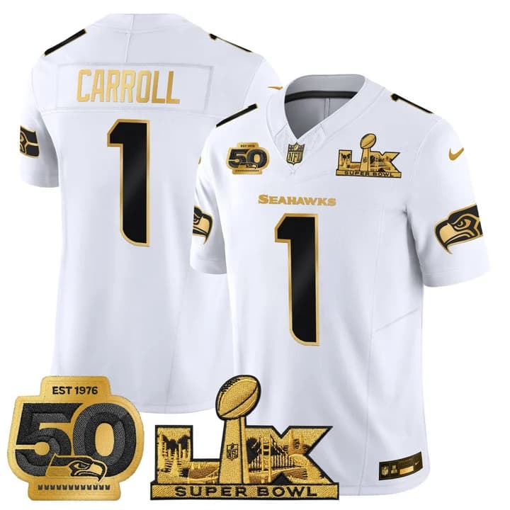 Men's Seattle Seahawks Super Bowl LX & 50th Patch Vapor Limited Jersey - All Stitched Pete Carroll  1