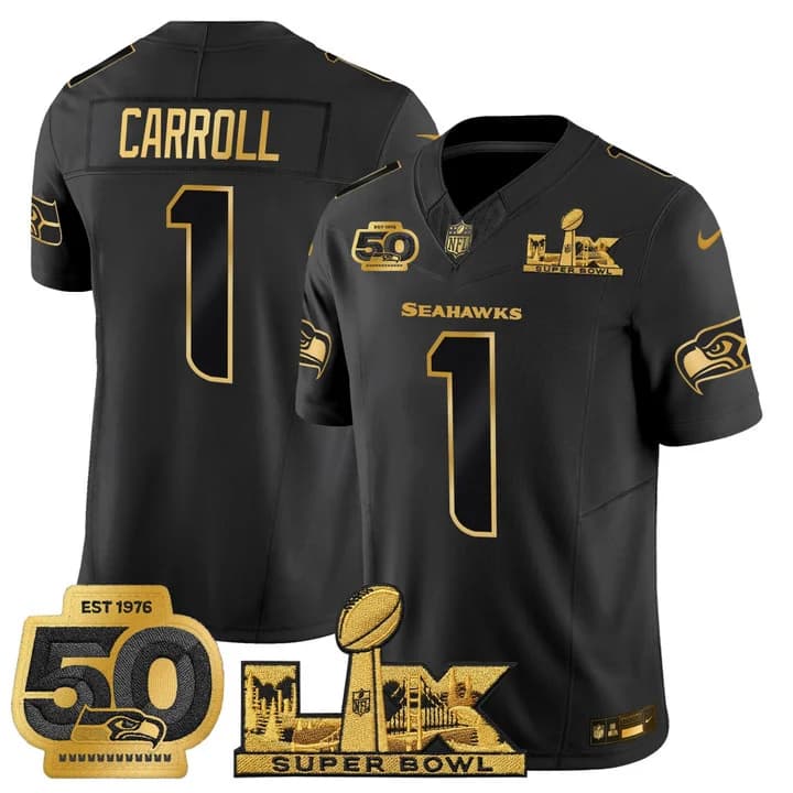 Men's Seattle Seahawks Super Bowl LX & 50th Patch Vapor Limited Jersey - All Stitched Pete Carroll