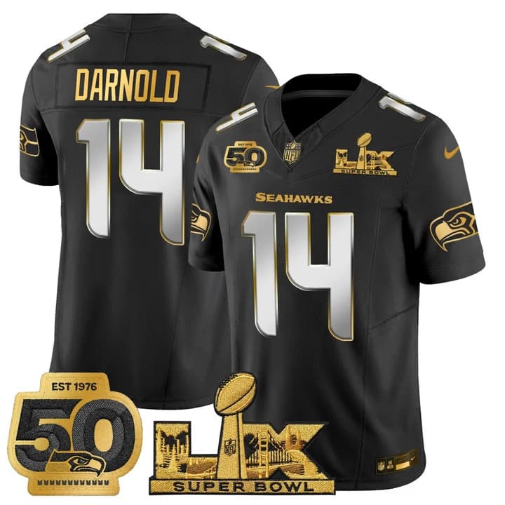 Men's Seattle Seahawks Super Bowl LX & 50th Patch Vapor Limited Jersey - All Stitched Sam Darnold   14