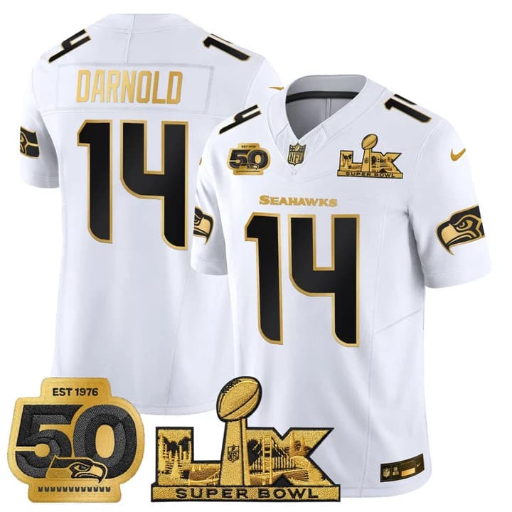 Men's Seattle Seahawks Super Bowl LX & 50th Patch Vapor Limited Jersey - All Stitched Sam Darnold  14