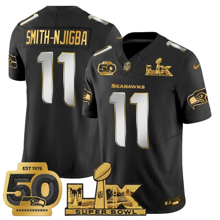 Men's Seattle Seahawks Super Bowl LX & 50th Patch Vapor Limited Jersey - All Stitched Smith-Njigba    11