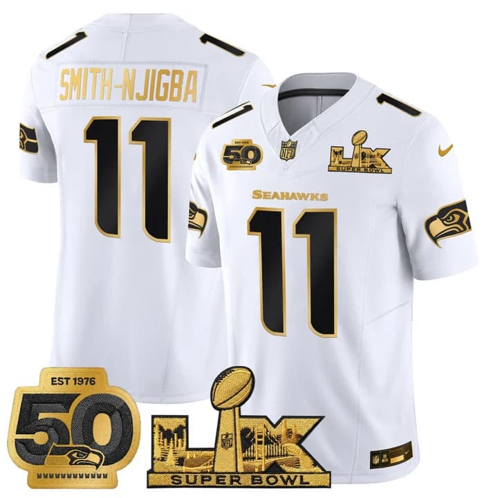 Men's Seattle Seahawks Super Bowl LX & 50th Patch Vapor Limited Jersey - All Stitched Smith-Njigba  11