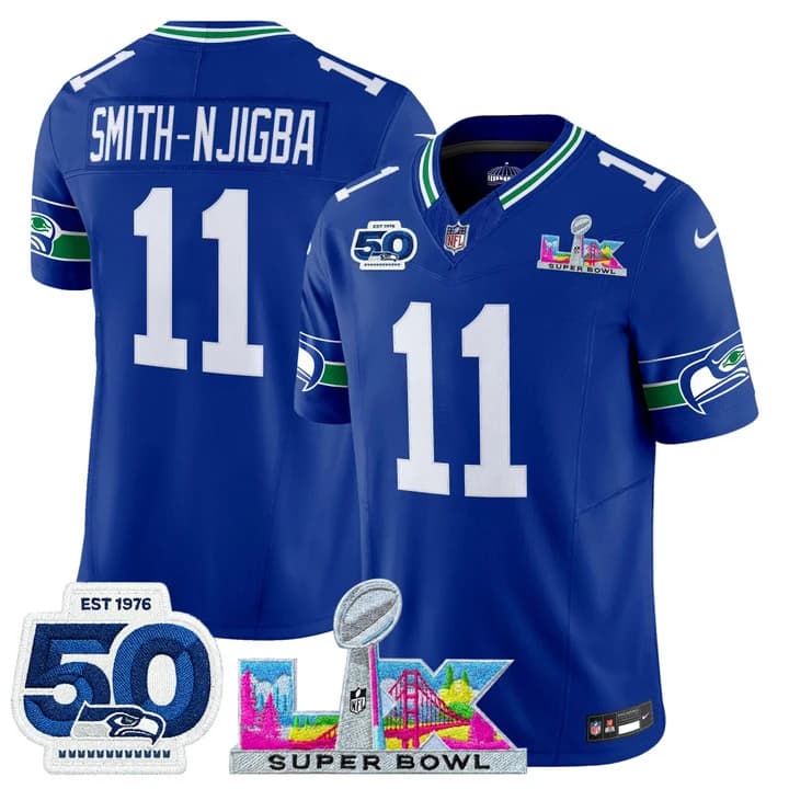 Men's Seattle Seahawks Super Bowl LX & 50th Patch Vapor Limited Jersey - All Stitched Smith-Njigba # 11