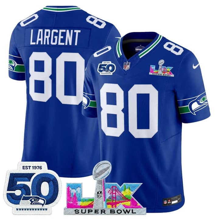 Men's Seattle Seahawks Super Bowl LX & 50th Patch Vapor Limited Jersey - All Stitched Steve Largent #80