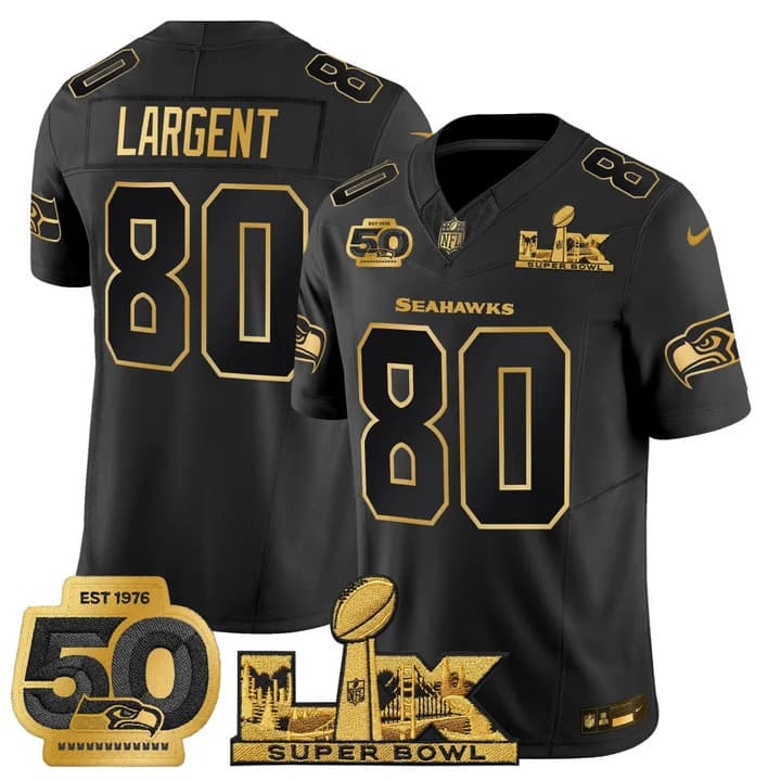 Men's Seattle Seahawks Super Bowl LX & 50th Patch Vapor Limited Jersey - All Stitched Steve Largent