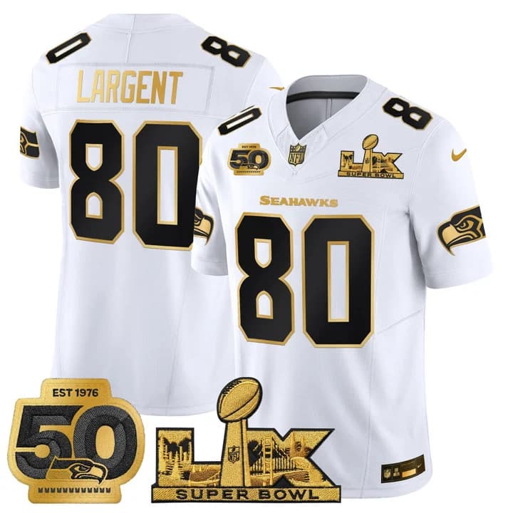 Men's Seattle Seahawks Super Bowl LX & 50th Patch Vapor Limited Jersey - All Stitched Steve Largent 80