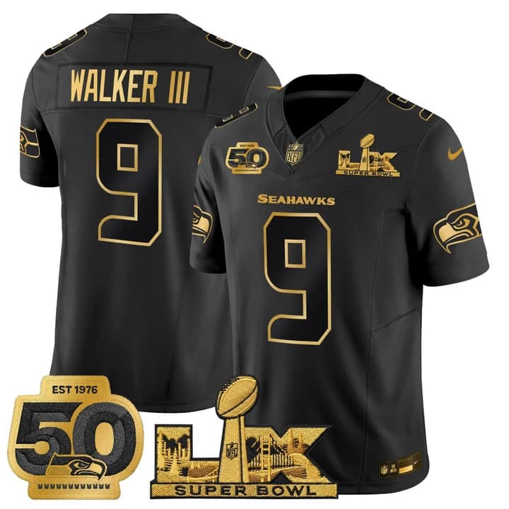Men's Seattle Seahawks Super Bowl LX & 50th Patch Vapor Limited Jersey - All Stitched Walker III