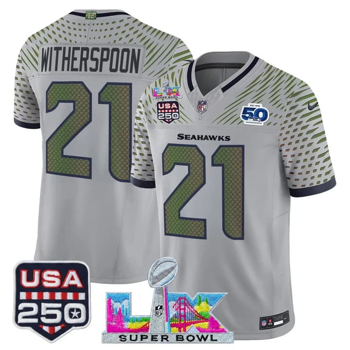 Men's Seattle Seahawks Super Bowl LX & United States 250th Anniversary Patch Vapor Limited Jersey - All Stitched Devon Witherspoon   21