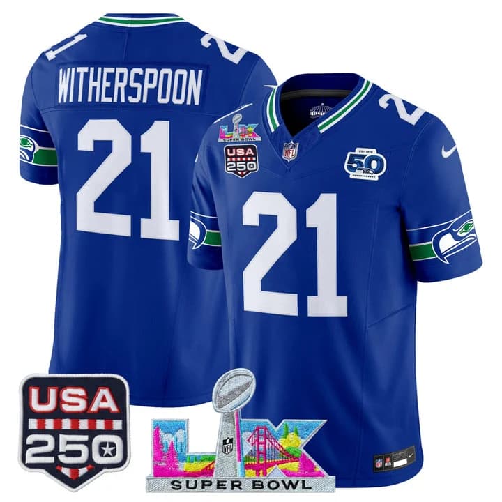 Men's Seattle Seahawks Super Bowl LX & United States 250th Anniversary Patch Vapor Limited Jersey - All Stitched Devon Witherspoon 21