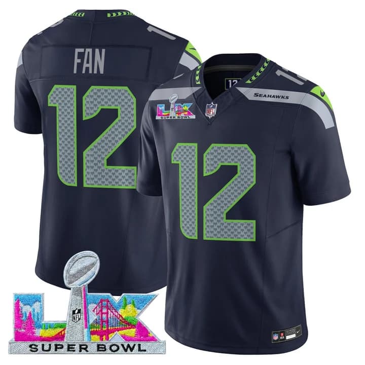 Men's Seattle Seahawks Super Bowl LX Vapor Limited Jersey - All Stitched 12th   Fan