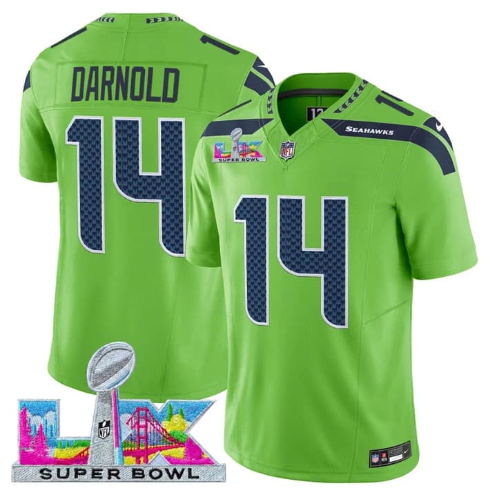 Men's Seattle Seahawks Super Bowl LX Vapor Limited Jersey - All Stitched 14 Sam Darnold