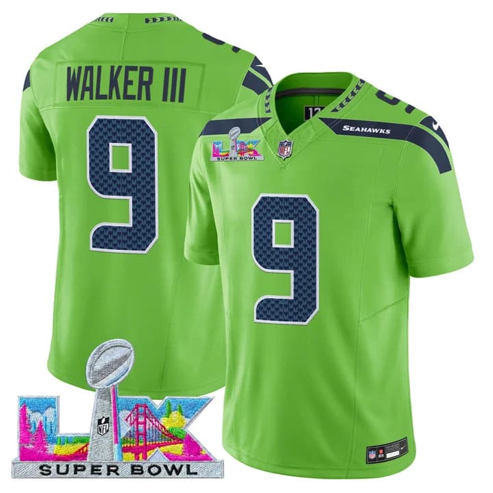 Men's Seattle Seahawks Super Bowl LX Vapor Limited Jersey - All Stitched 9 Walker III