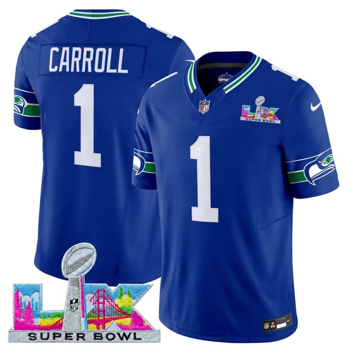 Men's Seattle Seahawks Super Bowl LX Vapor Limited Jersey - All Stitched Pete Carroll  1