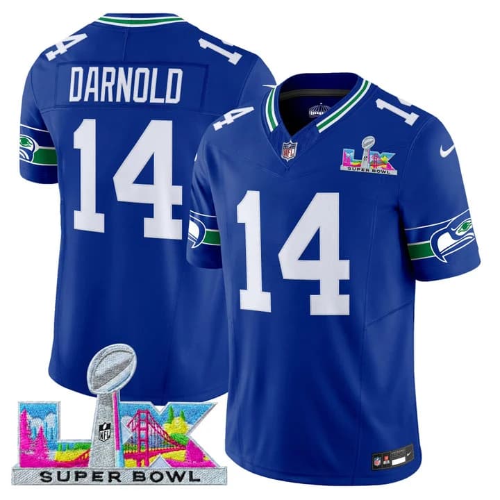 Men's Seattle Seahawks Super Bowl LX Vapor Limited Jersey - All Stitched Sam Darnold   14