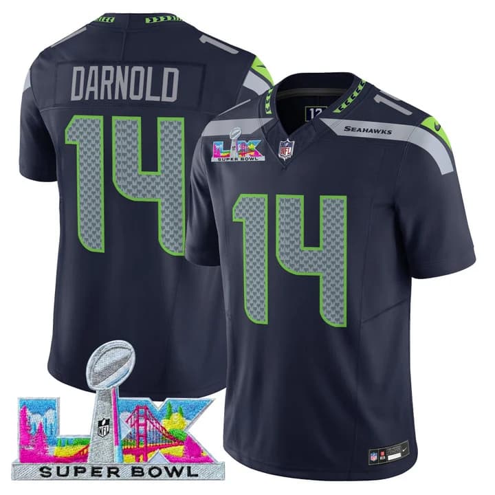 Men's Seattle Seahawks Super Bowl LX Vapor Limited Jersey - All Stitched Sam Darnold #14