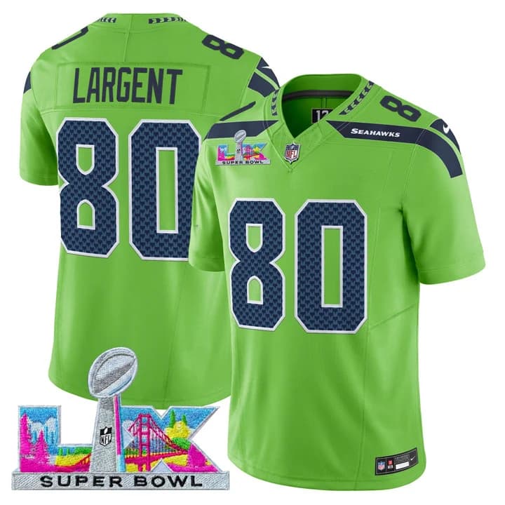 Men's Seattle Seahawks Super Bowl LX Vapor Limited Jersey - All Stitched Steve Largent # 80