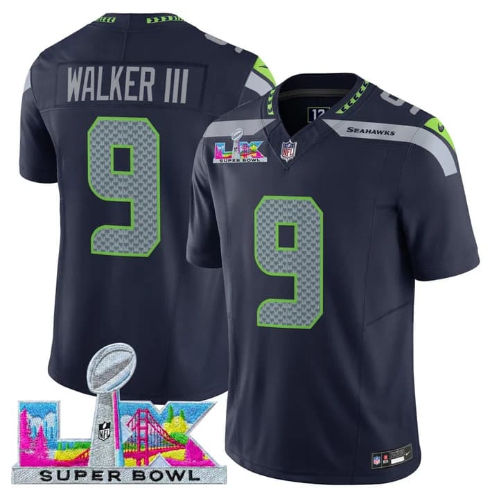 Men's Seattle Seahawks Super Bowl LX Vapor Limited Jersey - All Stitched Walker III#9