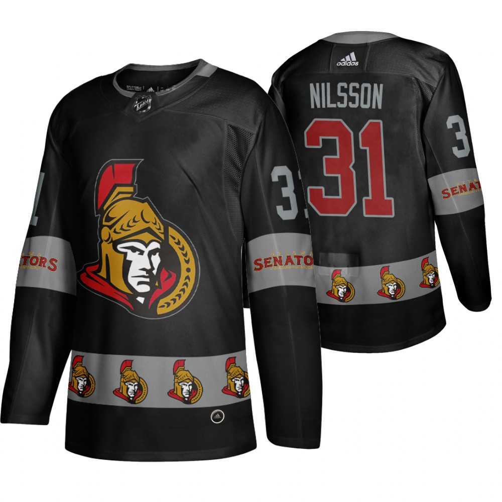 Men's Senators #31 Anders Nilsson Logo sleeve Breakaway Jersey Black
