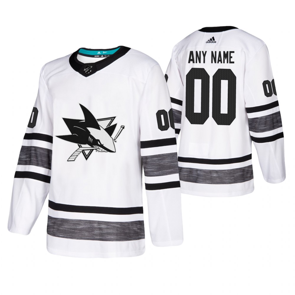 Men's Sharks #00 Custom White 2019 NHL All-Star Jersey