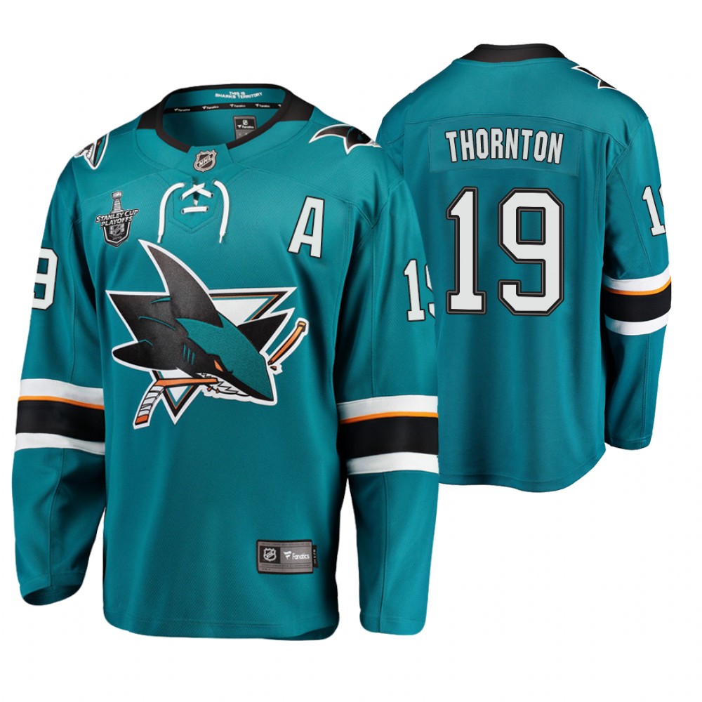 Men's Sharks #19 Joe Thornton Stanley Cup Playoffs Breakaway Jersey