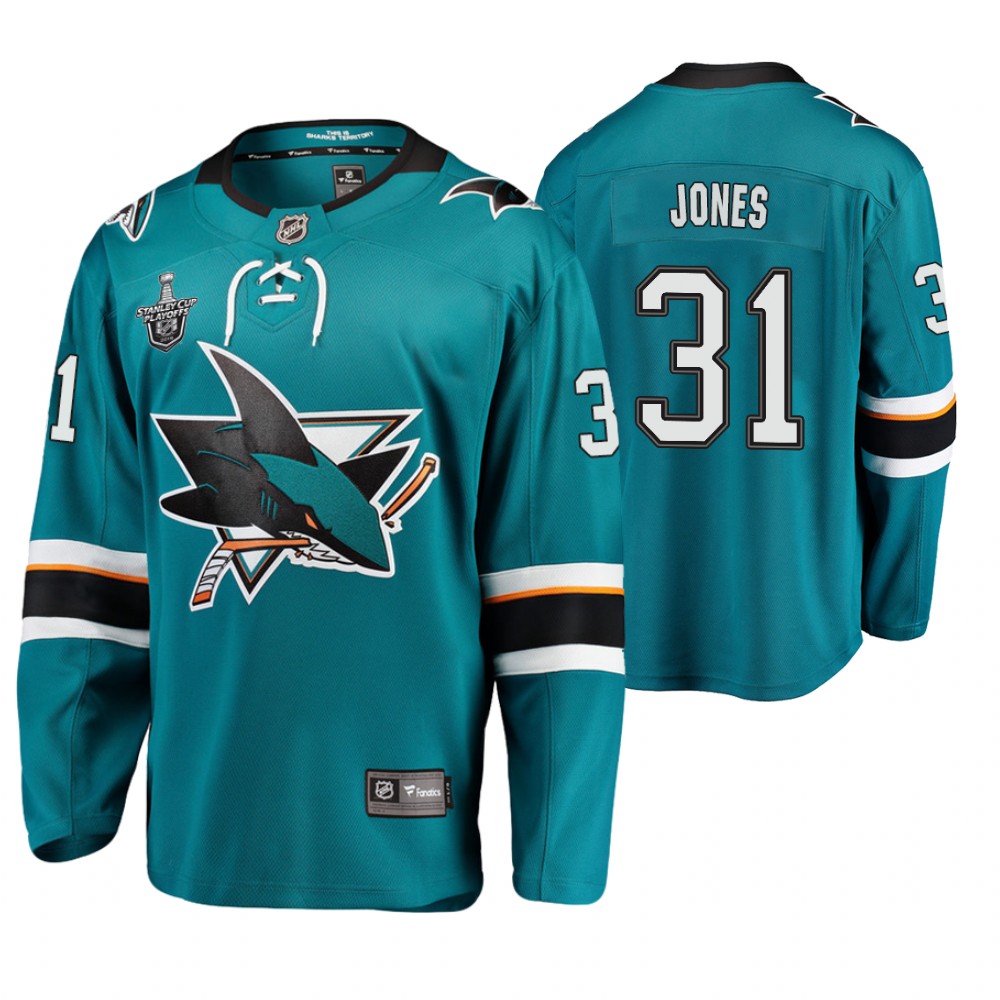 Men's Sharks #31 Martin Jones Stanley Cup Playoffs Breakaway Jersey