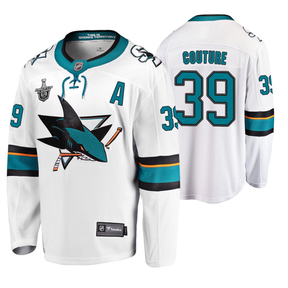Men's Sharks #39 Logan Couture Stanley Cup Playoffs Away Jersey