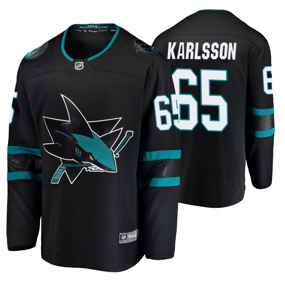 Men's Sharks #65 Erik Karlsson Fanatics Branded Alternate Breakaway Jersey Black