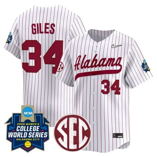 Men's Size - Alabama Softball 2026 World Series (WCWS) Vapor Premier Limited Jersey - All  Marlie Giles   34