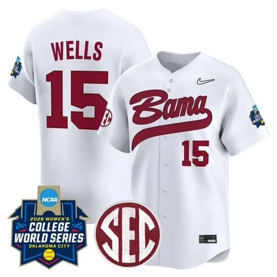 Men's Size - Alabama Softball 2026 World Series (WCWS) Vapor Premier Limited Jersey - All Sti  15 Brooke Wells