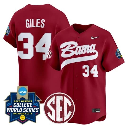 Men's Size - Alabama Softball 2026 World Series (WCWS) Vapor Premier Limited Jersey - All Stitc  Marlie Giles