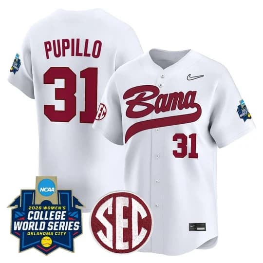 Men's Size - Alabama Softball 2026 World Series (WCWS) Vapor Premier Limited Jersey - All Stitc31Alexis Pupillo