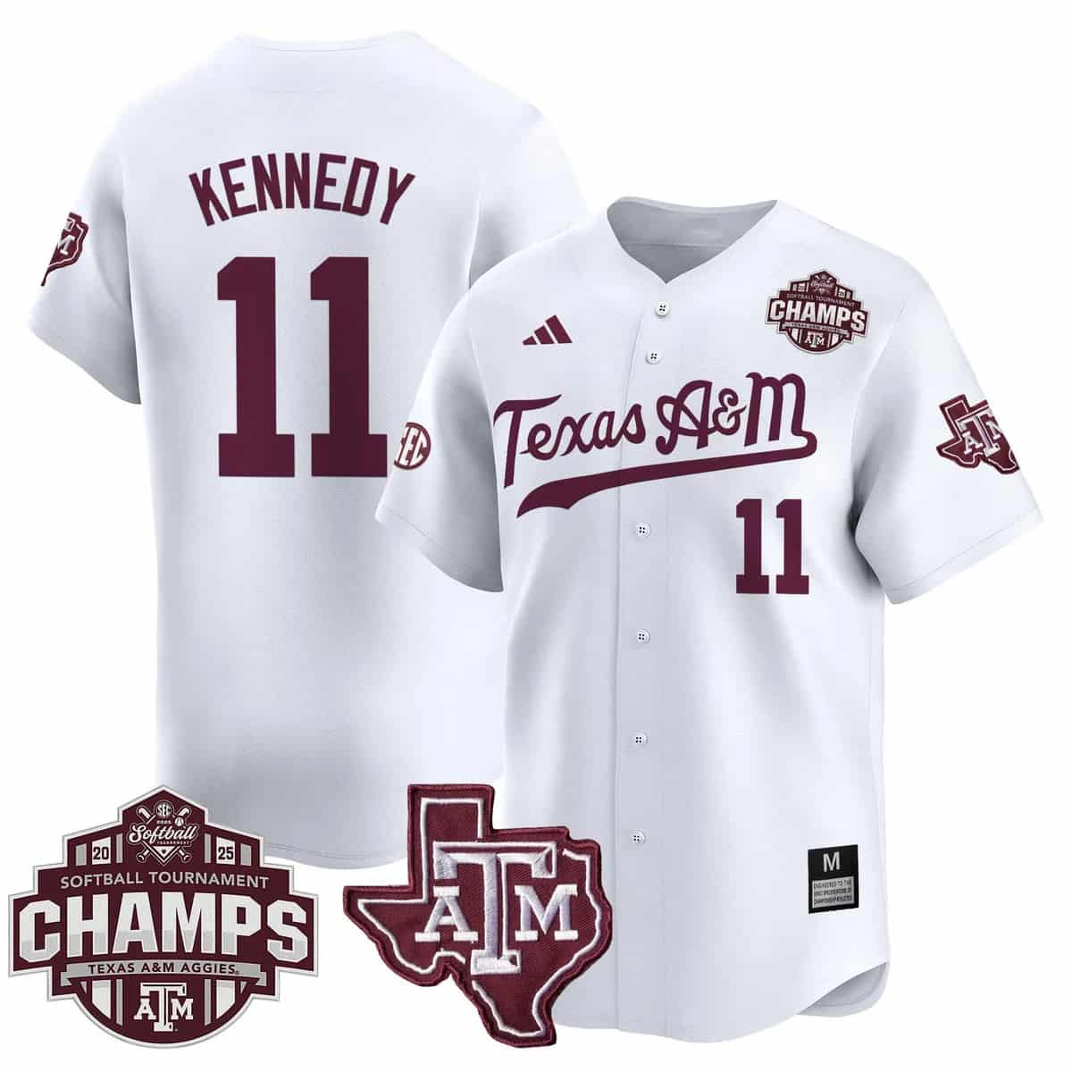 Men's Size - Texas A&M Aggies 2025 SEC Softball Conference Tournament Champions Patch Vapor Premier Limited Jersey - All Stitched Emiley Kennedy  11