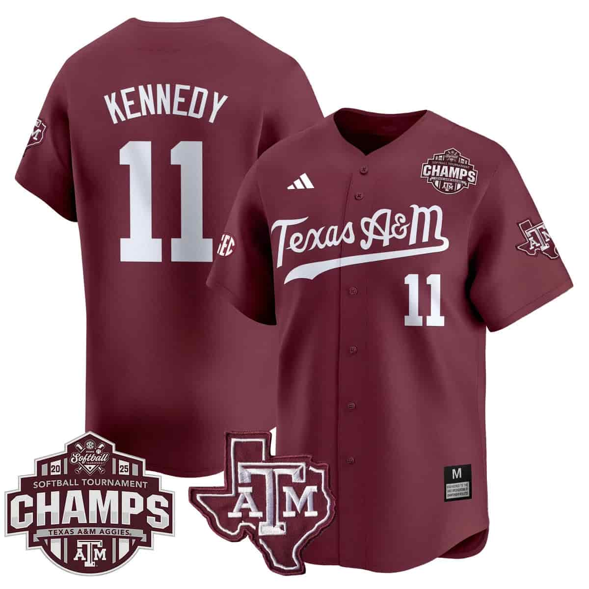 Men's Size - Texas A&M Aggies 2025 SEC Softball Conference Tournament Champions Patch Vapor Premier Limited Jersey - All Stitched Emiley Kennedy 11