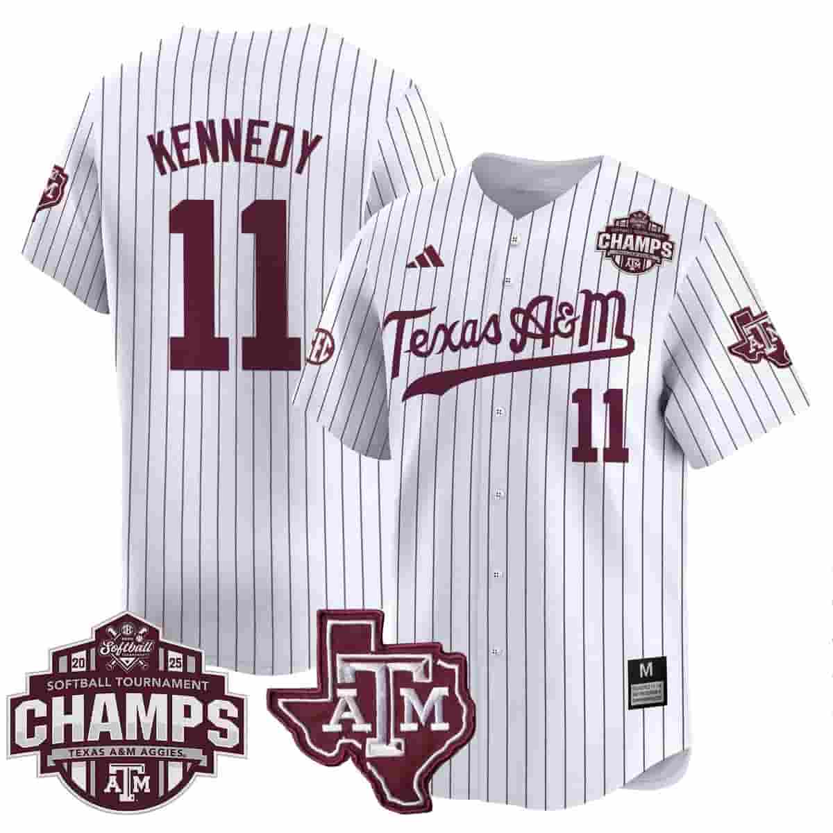 Men's Size - Texas A&M Aggies 2025 SEC Softball Conference Tournament Champions Patch Vapor Premier Limited Jersey - All Stitched Emiley Kennedy
