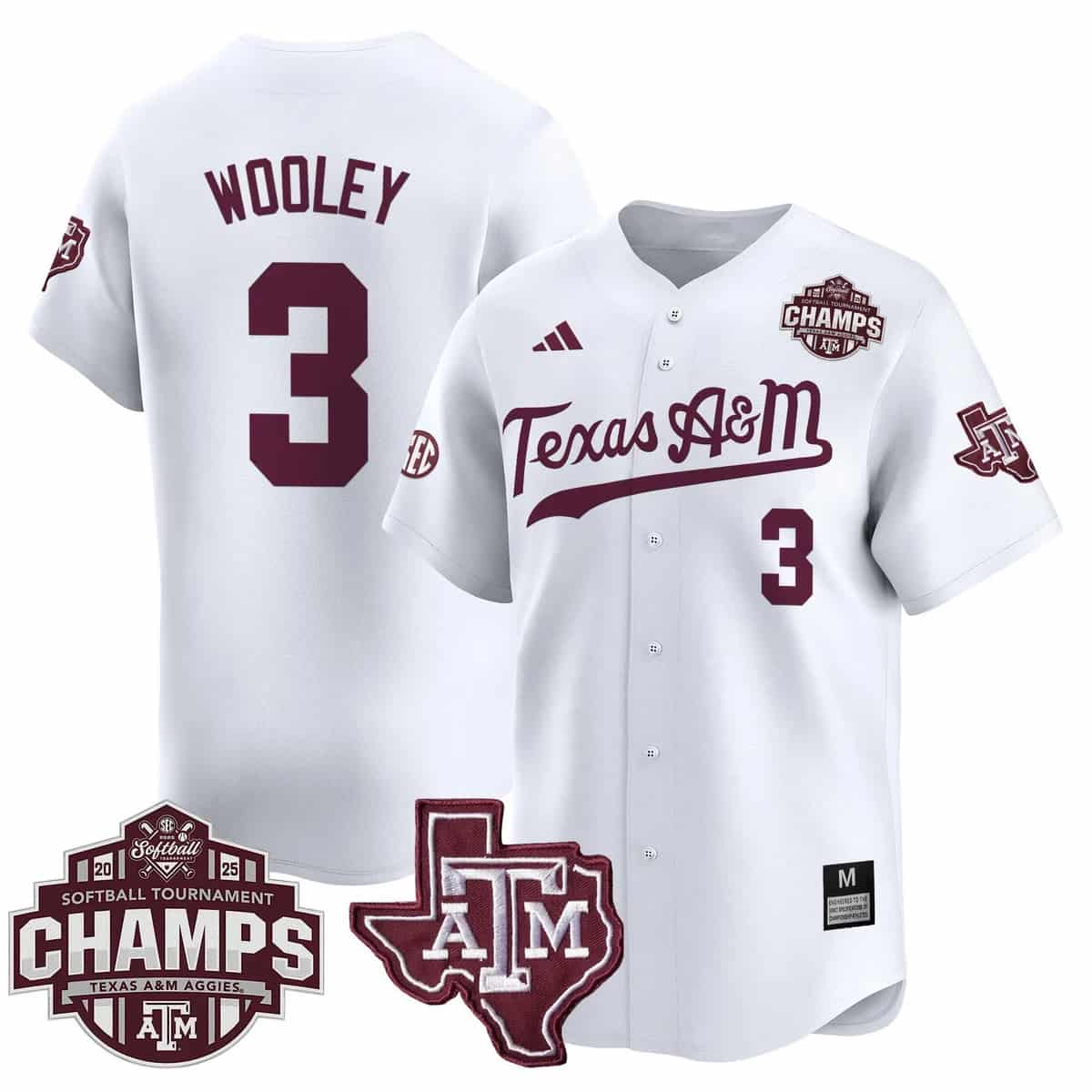 Men's Size - Texas A&M Aggies 2025 SEC Softball Conference Tournament Champions Patch Vapor Premier Limited Jersey - All Stitched Koko Wooley    3