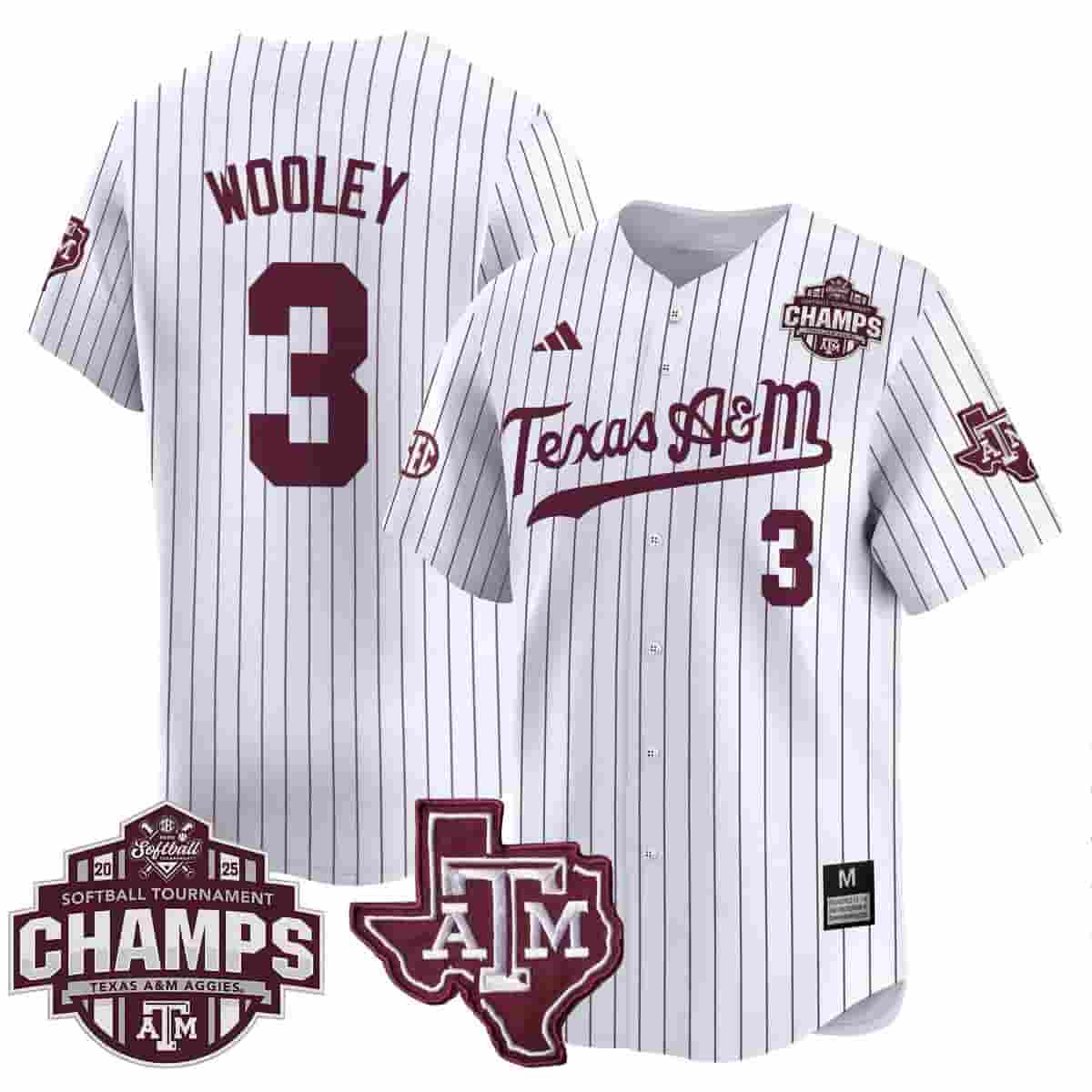 Men's Size - Texas A&M Aggies 2025 SEC Softball Conference Tournament Champions Patch Vapor Premier Limited Jersey - All Stitched Koko Wooley