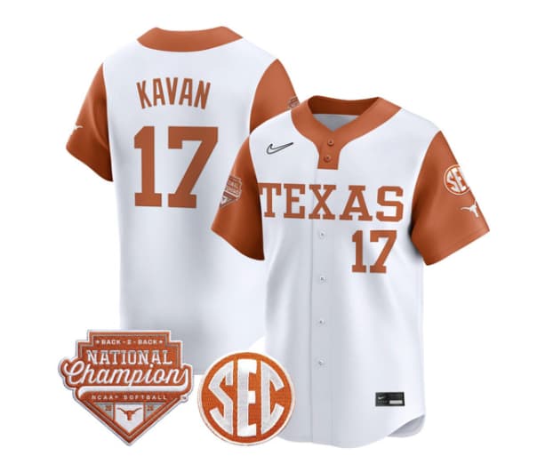 Men's Size - Texas Longhorns 2026 Back-To-Back World Series (WCWS) Champions Vapor Premier Limited Jersey - All Stitched Teagan Kavan #1 7